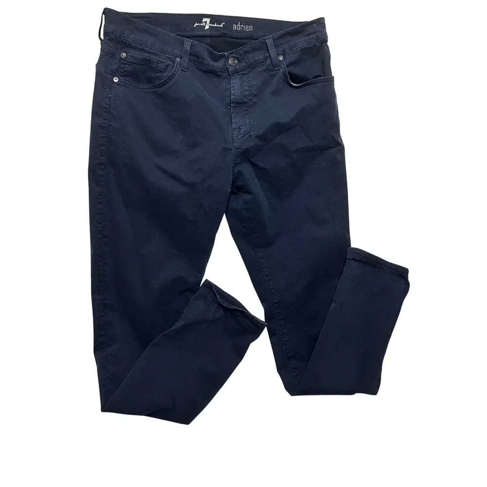 7 For All Mankind Mens Minimalist Dark Academia Adrien Pants 32 Navy Slim Chino